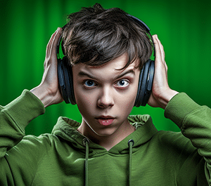 jeune garçon avec des écouteurs
