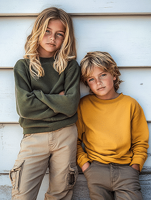 Deux garçons couleurs automnales