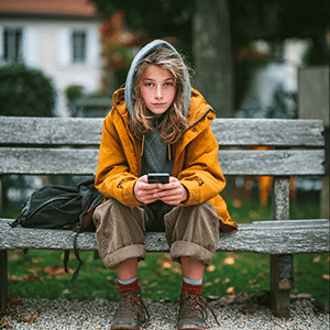 une ado en train de scroller