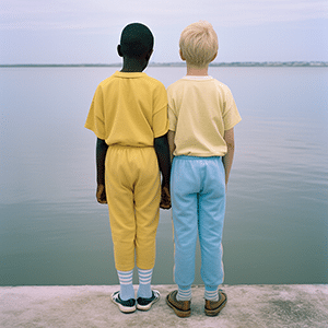  couple d'enfants de dos