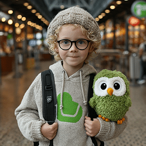 enfant avec une chouette