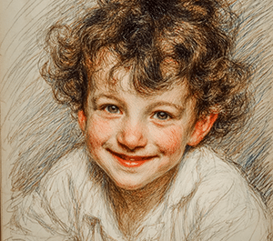Peinture d'un enfant souriant