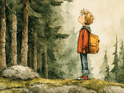 illustration-enfant-dans-la-foret