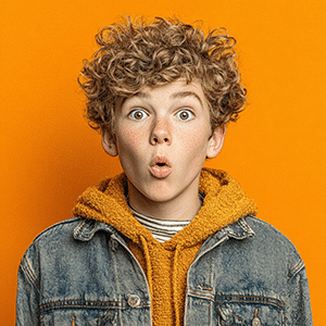 portrait d'un ado surpris