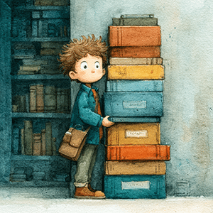enfant caché derrière livres