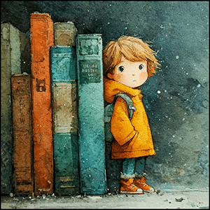 enfant caché derrière livres